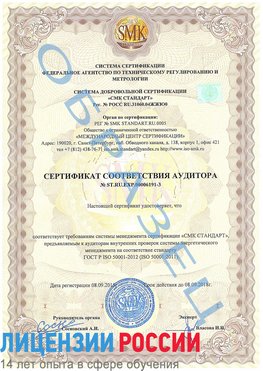 Образец сертификата соответствия аудитора №ST.RU.EXP.00006191-3 Гудермес Сертификат ISO 50001